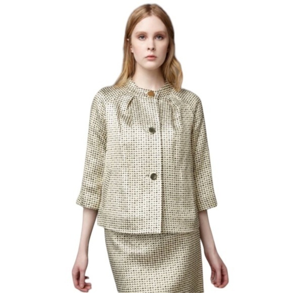 Kate Spade New York Women's Medium Devon Jacket‎ Black & Gold Metallic Boxy